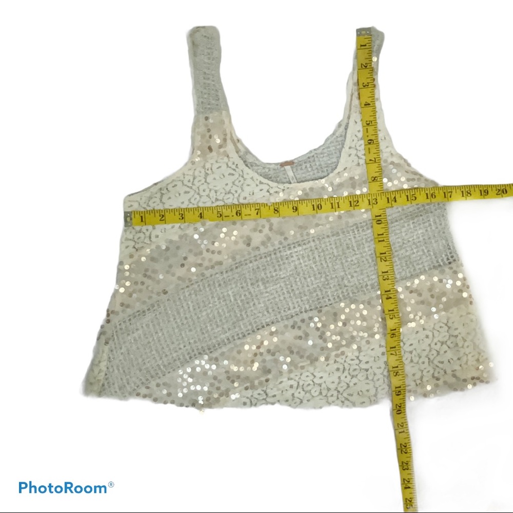 !!! SOLD. !!!  Free People Mixed Material Tank Top Sequin Scoop - Picture 7 of 9